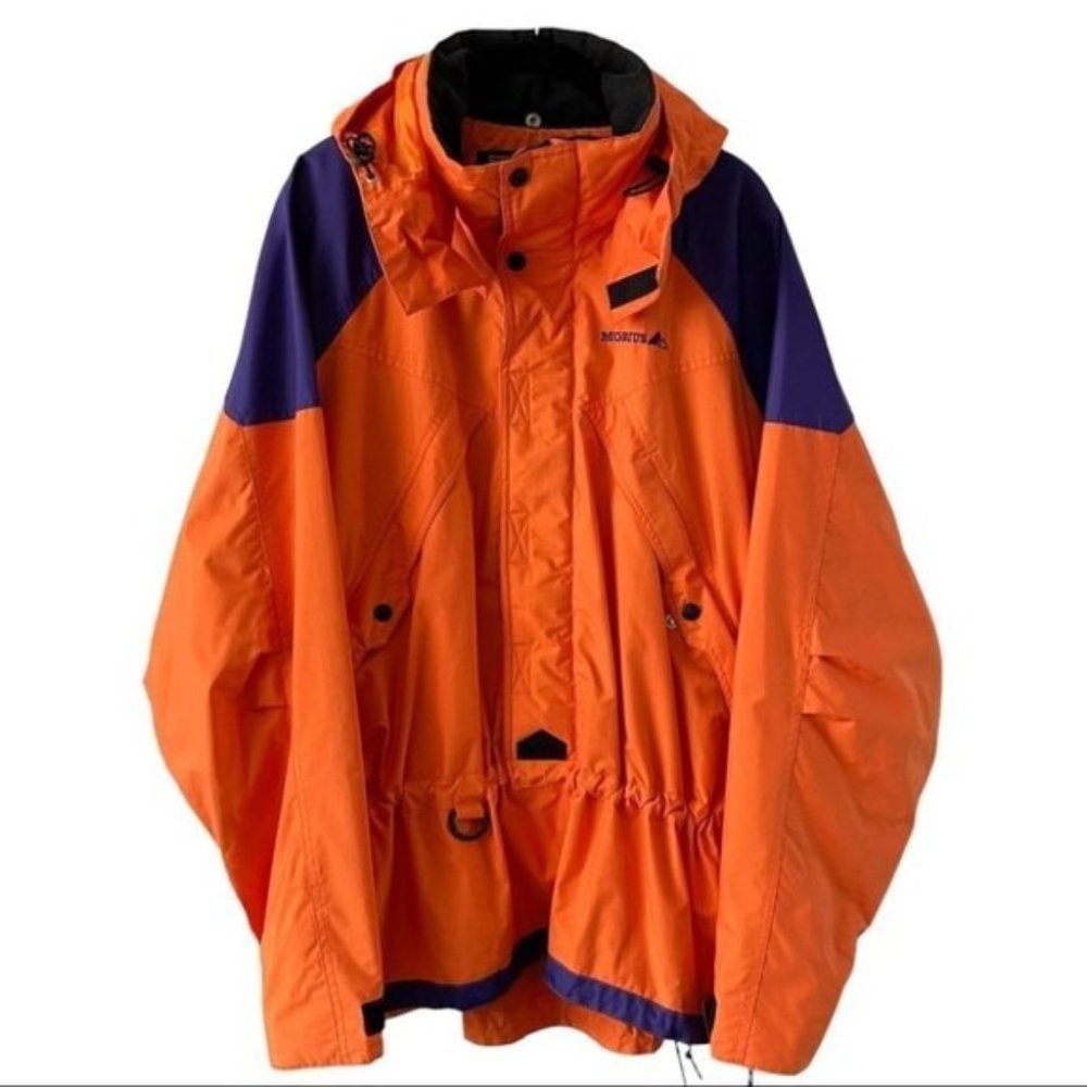 vintage 80s Mobius Ski Jacket Retro Orange and Purple Mens Medium